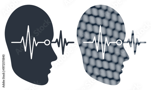 Brainwave, communication, connection, teamwork, collaboration, human, head, profile, silhouette, vector icons