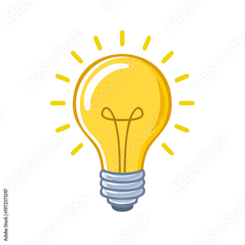 Bright glowing light bulb symbolizing ideas and innovation radiating energy
