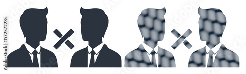 Businessman silhouettes, rejected people icons, disapproved candidates, denied profiles