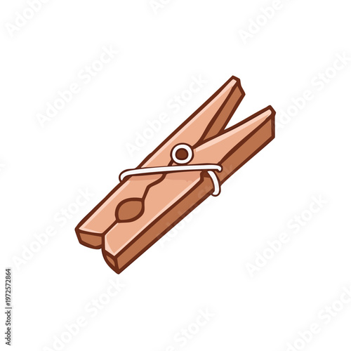 Classic Wooden Clothespin Illustration for Laundry and Household Tasks