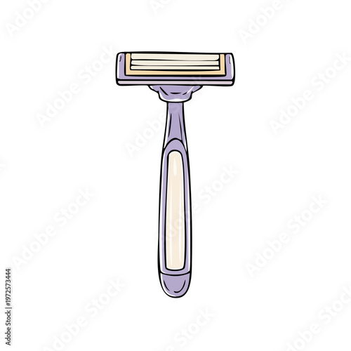 Illustration of a simple manual razor for personal grooming and shaving, hand drawn style