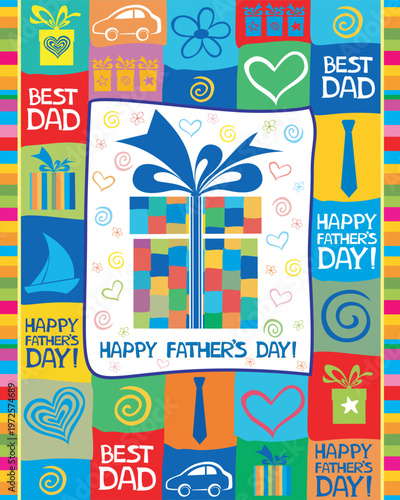 Happy Father's Day! Greeting card. Celebration background with gift boxes and place for your text.  vector illustration