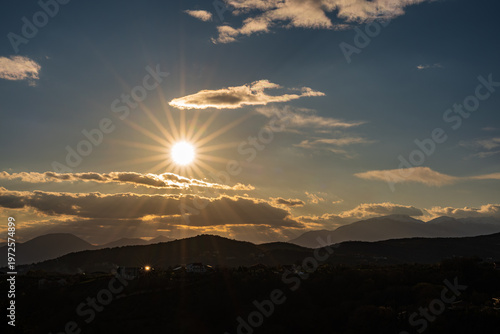 Spectacular sunset over the Mainarde mountains in Molise in early spring 2026