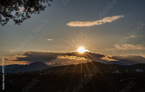 Spectacular sunset over the Mainarde mountains in Molise in early spring 2026