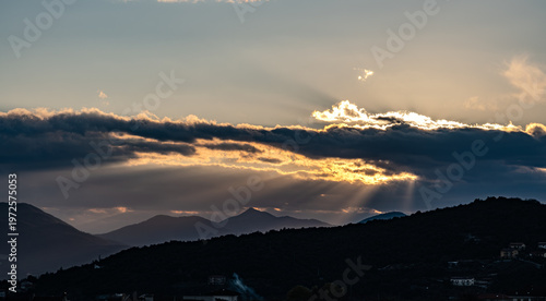 Spectacular sunset over the Mainarde mountains in Molise in early spring 2026