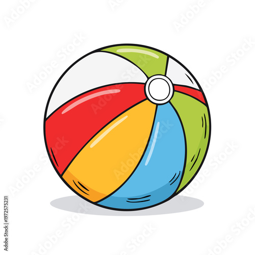 Brightly Colored Beach Ball with Red, Yellow, Blue, and Green Panels