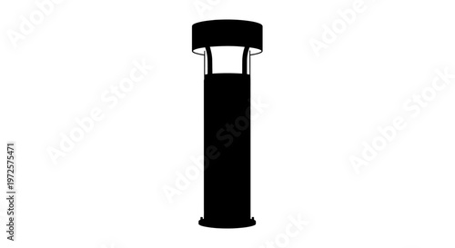 Black cylindrical object with handle.