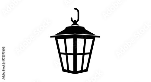 Black hanging outdoor lantern light fixture.