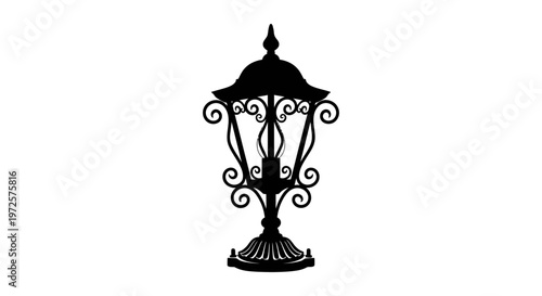 Black Iron Outdoor Decorative Lantern.