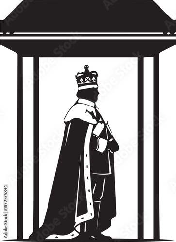 King silhouette vector illustration line art medieval royal person black and white graphic
