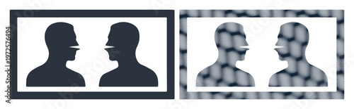 Geometric human silhouettes, face recognition icons, profile avatars, vector graphics