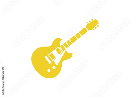 Vibrant Yellow Electric Guitar Icon Flat Design