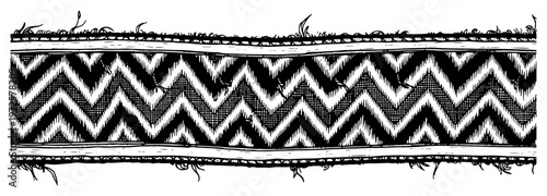 Slika na platnu Vintage hand drawn engraving of a decorative horizontal border with geometric zi