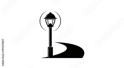 Black street lamp on a pole.