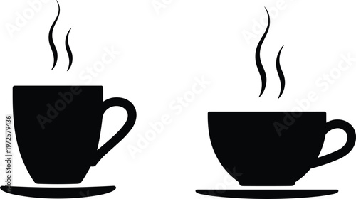 Black silhouette of two cats sitting side by side facing right