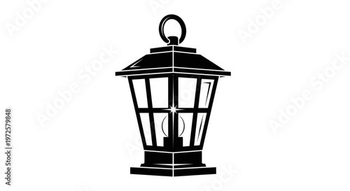 Black Outdoor Lantern Light Fixture.