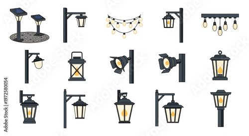 Black Outdoor Street Lights and Lanterns.