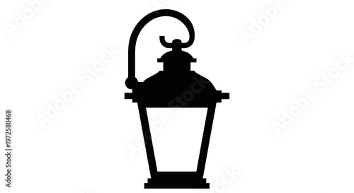 Black silhouette of hanging lantern lamp.