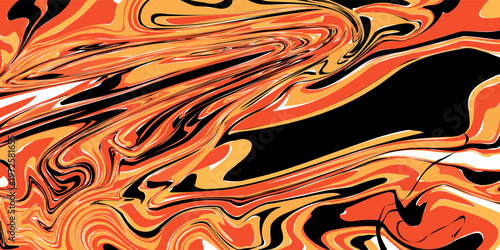 Vibrant orange and red abstract background with swirling yellow patterns dynamic fluid design for creative projects and artistic inspiration