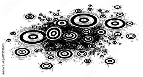 Abstract vintage graphic of circular water ripples and waves pattern