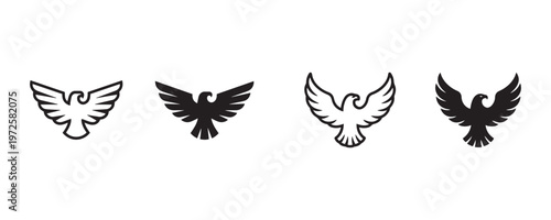 Vector phoenix rising black and white bird symbolism for design and branding