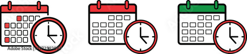 Three calendar icons with clocks illustrating scheduling and time management