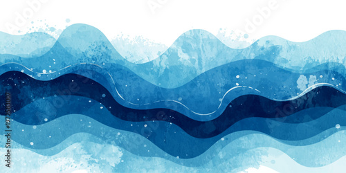 Quadro su tela Abstract blue waves design illustration featuring a light vector curve pattern a