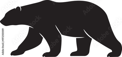 Canvas Print Silhouette of a bear in wildlife vector style with cartoon safari animals