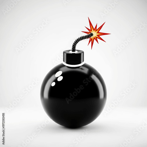 Black bomb with lit fuse exploding.