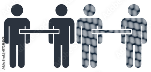 Social distancing icons representing safe space between people