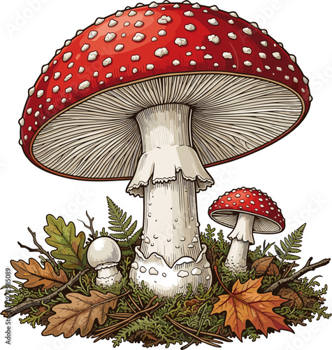 magical poisonous red spotted toadstool fairy mushroom