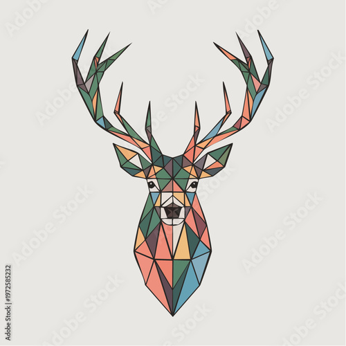 Cerf Géométrique Avec Bois
