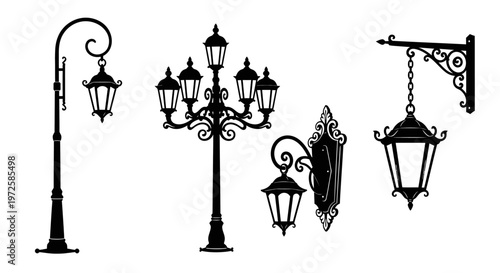 Black Street Lamps and Lanterns.
