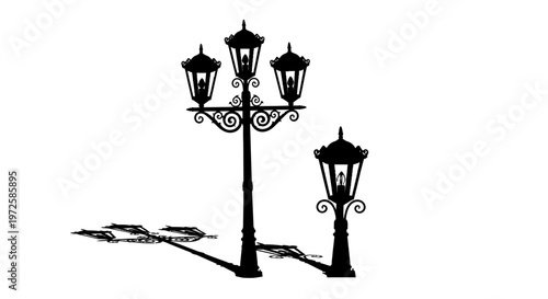 Black street lamps on pole.