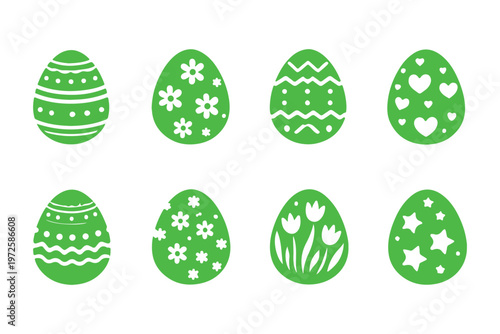 Unique decorative patterns with Easter egg silhouette collection, different shapes, Christian Tradition Happy Easter eggs for holiday artwork vector