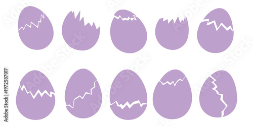 Broken Easter egg icon, Silhouette Broken eggs vector icons. Ester eggs shell. crack eggs icon set vector on white background. Vector illustration