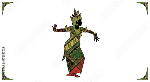 Traditional Balinese dancer in costume performing.