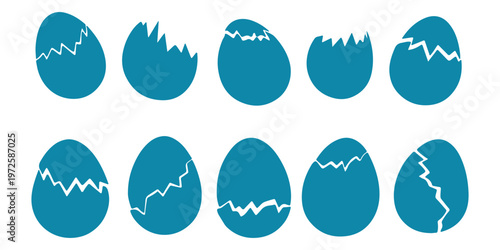 Broken Easter egg icon, Silhouette Broken eggs vector icons. Ester eggs shell. crack eggs icon set vector on white background. Vector illustration