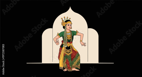 Traditional Indian dancer in ornate costume performing.