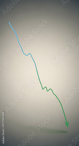 A downward trending line graph declines sharply over time with a green arrow.
