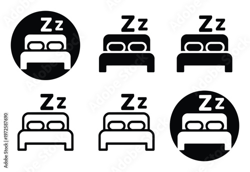 Collection of Sleep and Bed with "Zz" Symbol