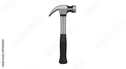 Hammer with black handle and steel.