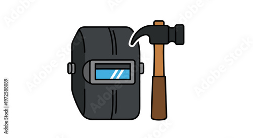 Welding mask and hammer tools.