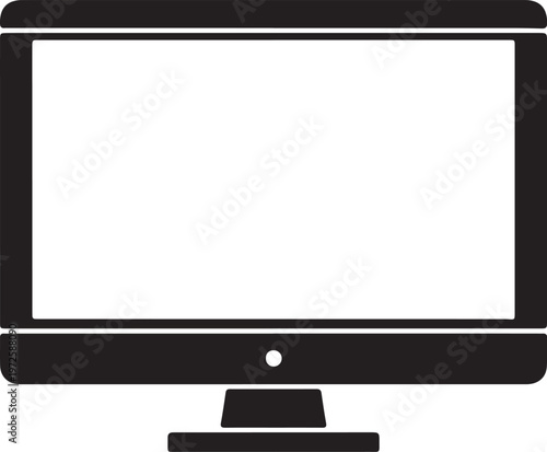 Minimalist outline of a desktop computer monitor with stand silhouette vector icon