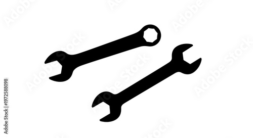 Two black wrenches on white background.