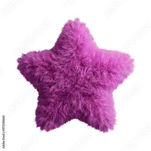 Фотография Fluffy purple star-shaped pillow with a soft textured surface and a fuzzy appear