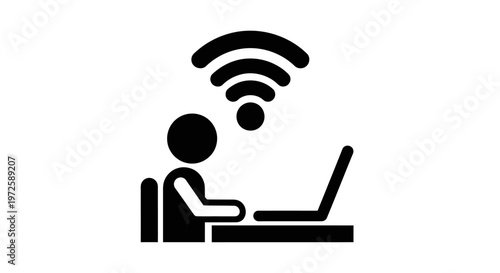 A person connected to WiFi with laptop.