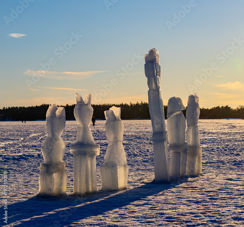 winter sunset in the snow