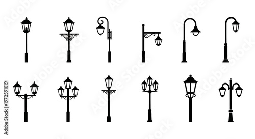 Collection of various street lamps.