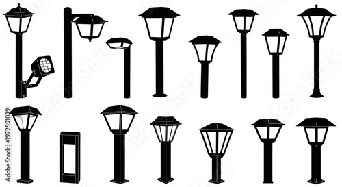 Collection of various street lamps.